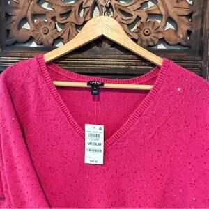 INC International Concepts Women's Glittering Pink V-Neck Sweater